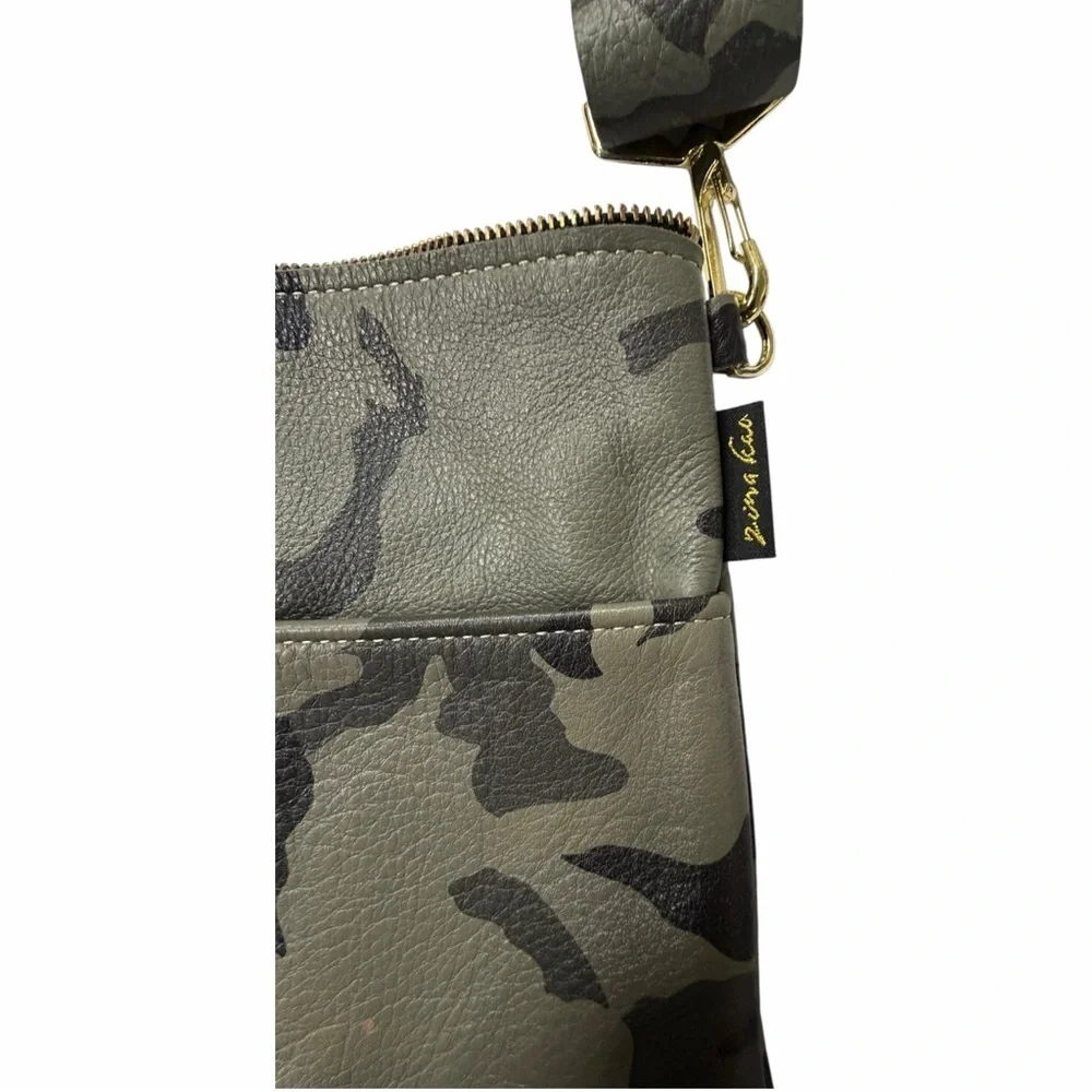 Zina Kao soft leather adjustable strap Urban Camouflage Messenger Bag